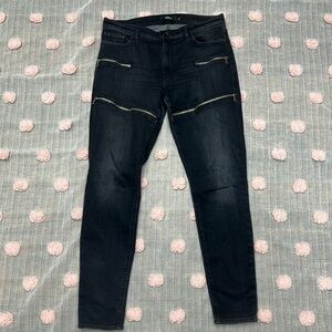 Hudson Woman's Nico Super Skinny Black Multi Zip Denim Jeans Punk style